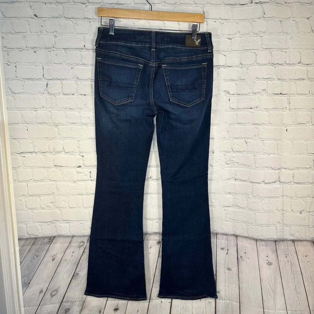 American Eagle Artist Flare Jeans Dark Wash Super Super Stretch Womens 10 Reg